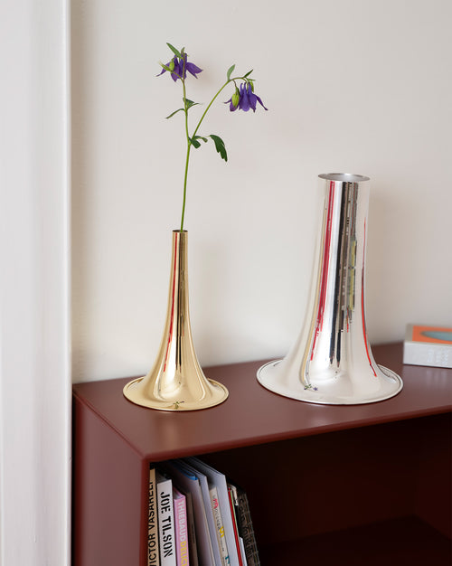 Trumpet silver-plated brass Blumenvase Alessi 1