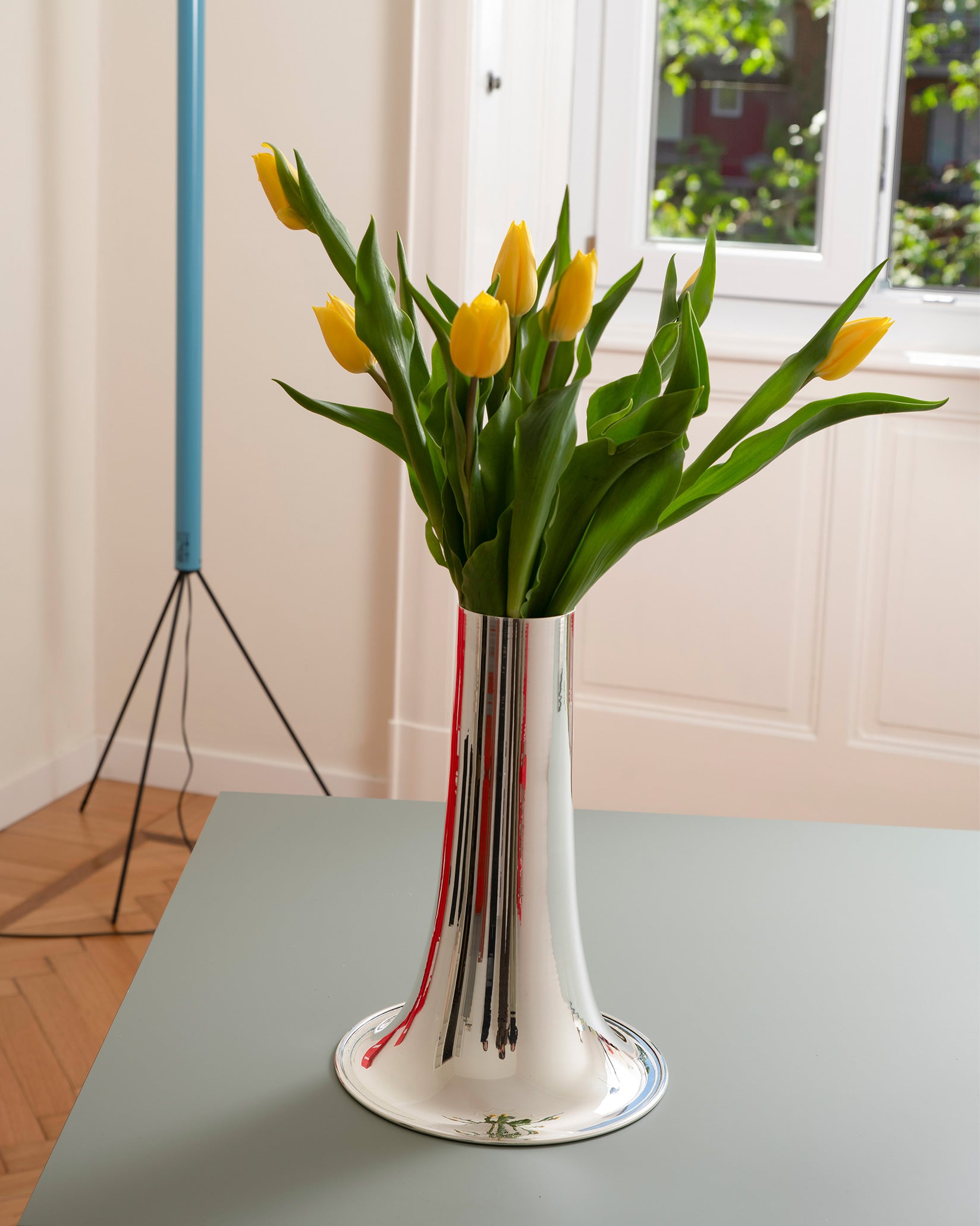 Trumpet silver-plated brass Blumenvase Alessi 1