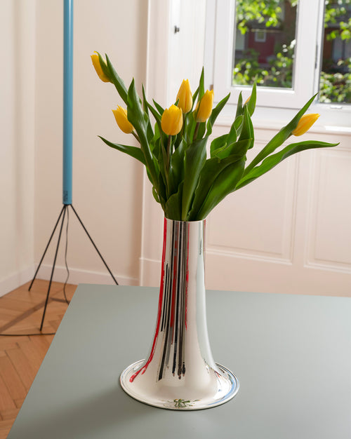 Trumpet silver-plated brass Blumenvase Alessi 1