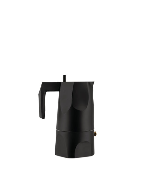 Ossidiana nero, 3 tazza Caffettiera espresso Alessi