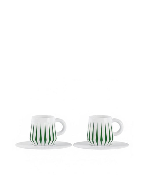 Delight grün Set aus zwei Mokka-Obertassen mit Untertassen Alessi