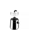 Chrome electric citrus-squeezer by Alessi, with a black reamer and a detached clear lid.