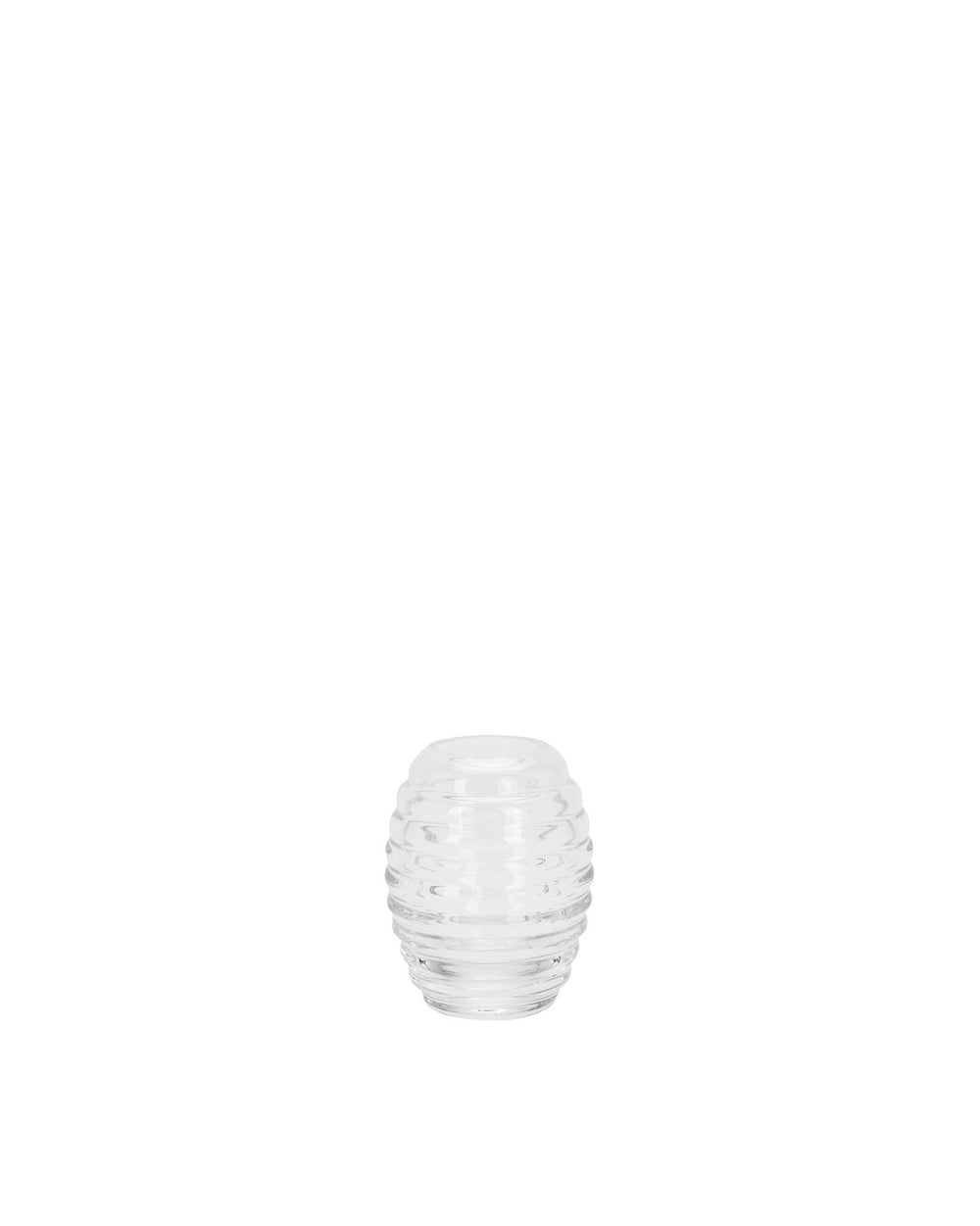 Clear ribbed spare part by Alessi, with a cylindrical, beehive-like design.